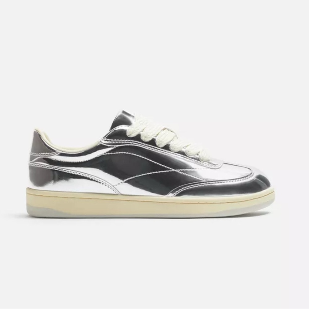 Zara Metallic Silver and Cream Men's Sneakers